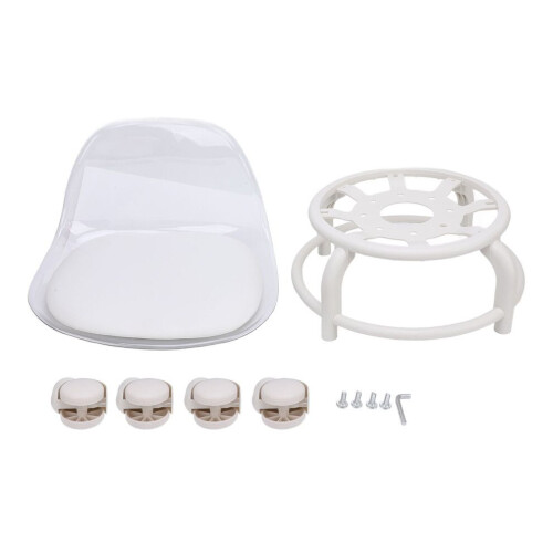 Silent Mini Rolling Stool Gray Transparent Acrylic Back Support Seat 2