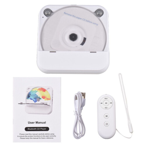 Lecteur CD portable Bluetooth avec télécommande, port USB 32 Go et écran LED