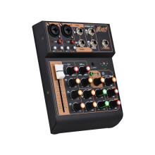 Tragbares 4-Kanal-DJ-Mixer-Pult mit USB, Bluetooth, 48V Phantomspeisung und 3-Band-EQ