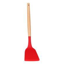 Hitzebeständiger Pfannenwender, BPA-freier Silikonspatel mit Antihaftbeschichtung, rutschfester Holzgriff, ideal für Köche, Konditoren und mehr.