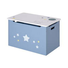 Blue Wooden Kids Toy Box with Safety Hinges Side Handles and Spacious Storage Durable Childrens Playroom