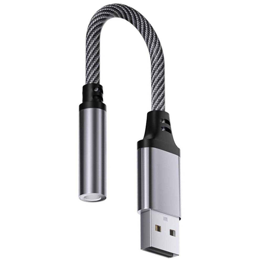 Usb To 3.5Mm Female Auditory Adapter For Seamless Connection Of Headphones And Microphones Copper Wire Auditory Adapter Silver/Gray 9323874313887