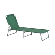 Grön fällbar solstol för camping, resor, inomhus och utomhus, justerbart ryggstöd i 4 lägen
