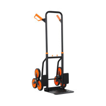 Durhand zeswielige steekwagen, zwart/oranje, opvouwbaar, lichtgewicht, stalen frame, multifunctioneel,