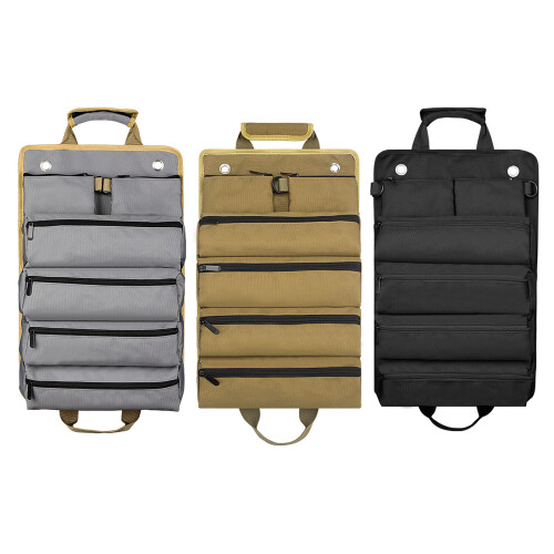 Tool Roll Up Bag Organizers with 2Detachable Pouch-Dark Gray 1