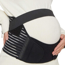 Cinta de suporte para gestantes, em tecido respirável e confortável, fácil de usar, com ajuste completo e suporte lombar reforçado.