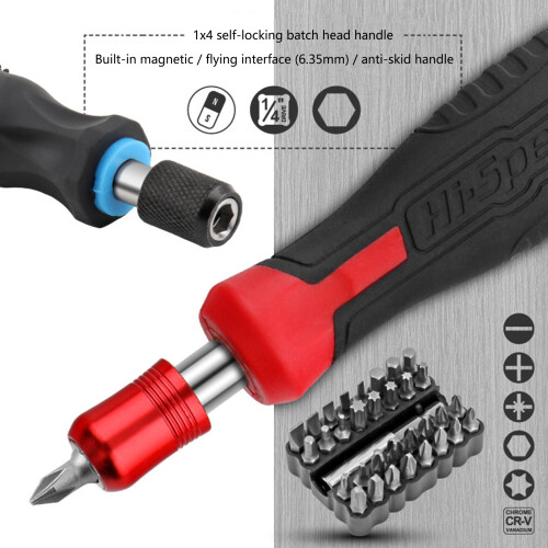1PC Ratchet Screw Driver Bit Holder Handle for 1/4''-Blue 2