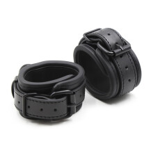 Padded Sponge Handcuffs Soft Faux Leather Black Restraints For Couples