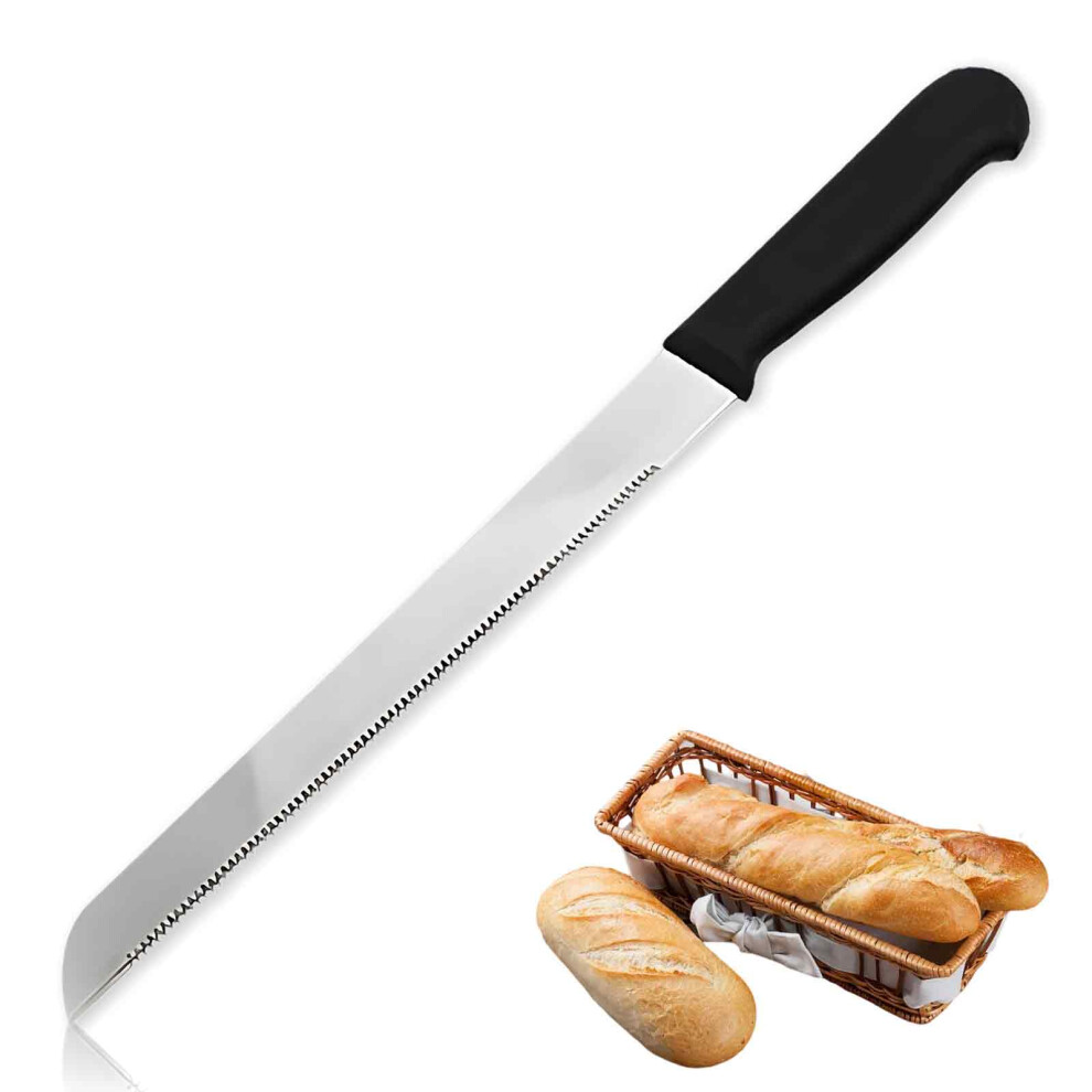 Brotmesser,Edelstahl Brötchenmesser Wellenschliff,schwarz – sehr langlebig, Scharfe Besteck Messer Set,rostfrei | scharfes Brotzeitmesser