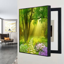 Breaker Box Cover Wall Panel Hidden Circuit Breaker Painting Black H 40x50cm/15.7x19.7in Living Room Home Office