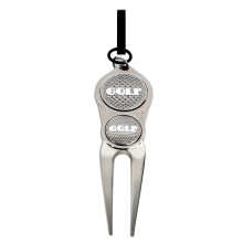 Metal Curved Divot Tool Green Aluminum Golf Tool with Bending Feature for Easy Turf Repair