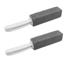Toilet Cleaning Stone Set of 2 Pumice Stain Remover with Handle for Hard Water Ring Removal and Deep