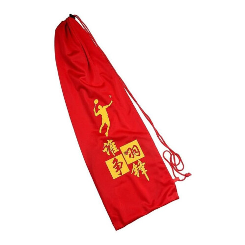 Badminton Racket Cover Bag Red, Flannel Material with Drawstring, Holds 3 Rackets, Durable Storage Solution 2