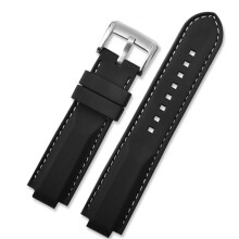 Silicone Watch Band For Tudor Pelagos 25500TN 25600TN, 22mm, Black Waterproof Rubber, Special Lug, Black