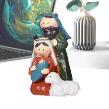 Nativity Scene Resin Holy Family Statue | Christmas Nativity Figurine, Jesus Birth Ornament For Mantle