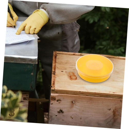 Round Bee Feeder Durable Water Feeder For Beekeeping Yellow Easy To Refill While Feeding 2
