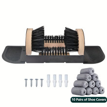 (With Pedal(19PCS)) 19pcs/set Shoe Scrubber Boot Cleaner, Installable Iron Shoe Brush With Sponge Pads For Cleaning Boots, Shoes, Sneakers