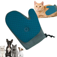 Pet Hair Remover Electrostatic Gloves Blue Reusable Grooming Gloves Dog Fur Couch Car Home Cleaning