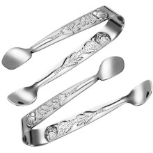 Pack of 2 Mini Serving Tongs, Pink Stainless Steel Ice Tongs for Sugar Cubes, Appetizers, Desserts,