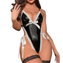 Latex Lingerie Bodysuit for Women Black Wetlook Lingerie Size S Erotic Leather and Vinyl Outfit
