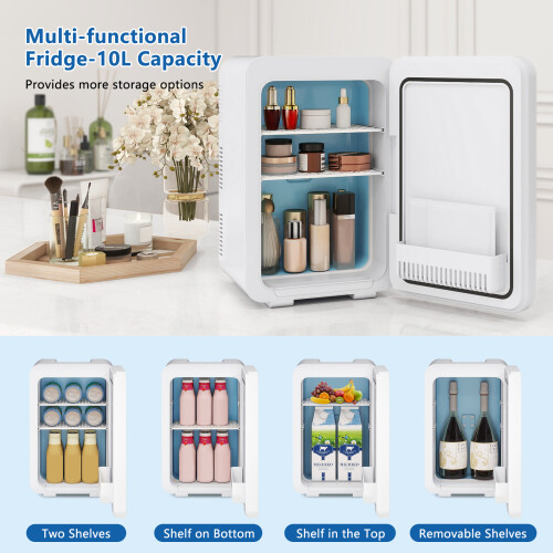 ELECWISH (10L White) Tabletop Mini Fridge Electric Cooler Warmer AC/DC 2
