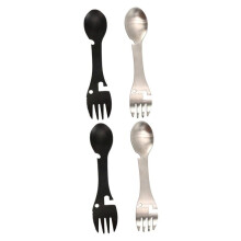 Stainless Steel Spork Set - 4-Piece Integrated Knife Fork Spoon for Camping Travel Backpacks, Hiking,