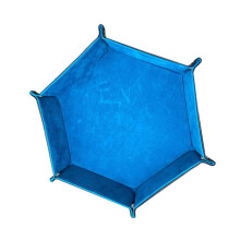 Hexagon Folding Dice Tray PU Leather Storage Box for Table Games Blue Player Organizer for Small Items