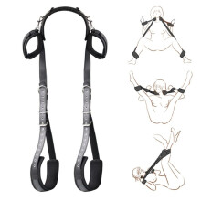 BDSM Sex Bondage Restraints Set, Adjustable Premium Leather Handcuffs and Ankle Straps for Couples Role