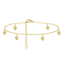 Anklet Gold 26 cm Adjustable Women's Link Chain 925 Silver with Pendant Bead No Gemstone for Girls