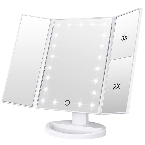 Elegant Illuminated Vanity Mirror, Adjustable Rotation, Touch Screen Control, Dual Power Supply