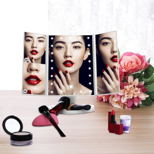 Elegant Illuminated Vanity Mirror, Adjustable Rotation, Touch Screen Control, Dual Power Supply 2