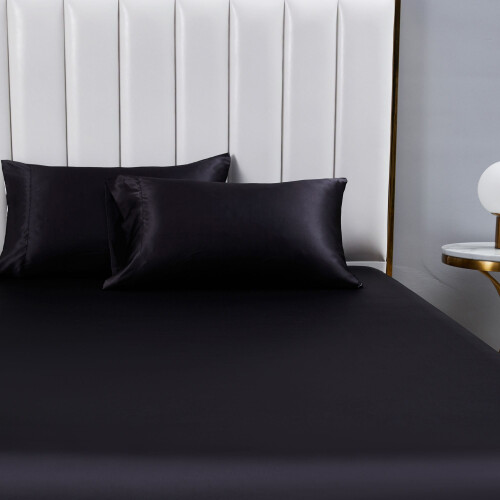 Σετ σεντόνια από σατέν Queen Size, μεταξένια απαλά σατέν σεντόνια με σεντόνι με βαθιά 2