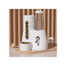 Pet Feeder Hamster Automatic Feeder Water Dispenser Kettle Food Bowl Kit White