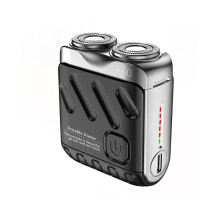 Portable Rotary Dual Ring Electric Shaver 2025 Upgraded Version Dual-Head Waterproof Dry/Wet Black Travel/Office