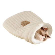 Pet Mat Warming Pad Sack White M Bear Pattern Cat Sleeping Bag For Cats And Small Dogs Soft Cozy Bed