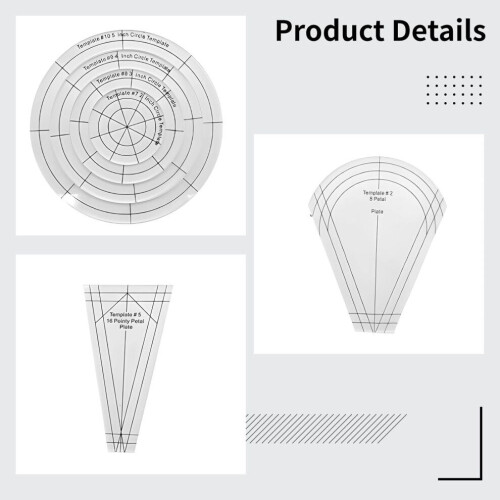 10-Piece Acrylic Quilt Ruler Set, Precision Patchwork Templates for DIY Crafts, Versatile Square Shapes, 1