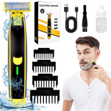 Full Body Wet and Dry Shaver for Men, Electric Razor with 1/2/4/6 mm Comb Attachments for Versatile