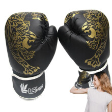 Boxing Gloves for Kids Muay Thai Training Gloves PU Leather with Tiger Print for Men Sports Fitness