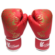 Boxing Gloves for Sparring and Training, Tiger Print PU Leather, Unisex Adult Size, Red Sports Protection