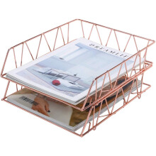 Schicker Schreibtisch-Organizer, Briefablage mit strapazierfähiger Pulverbeschichtung für das Homeoffice, platzsparend und elegant (Gold, 2-teilig)