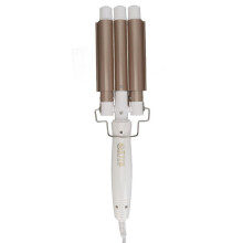Curling Iron 3 Barrel Hair Crimper Ceramic Heating Wand for Wet and Dry Use Golden Crimping Iron Hair