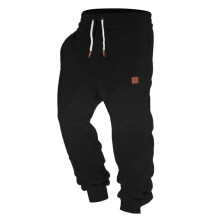 Men's Long Jogging Pants Casual Loose Fit Training Pants with Wide Leg Design Black Size M Streetwear