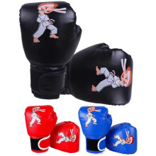 Protective Soft Boxing Pads for Kids, Black Sparring Gloves for Karate and Kickboxing Training