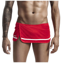 Men's Side Slit Boxer Trunks Size L Color Red Breathable Lightweight Soft Fabric Lounge Shorts For Home