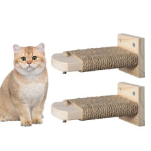 Cage Mounted Cat Climbing Steps Set of 2 | Wooden Wall Shelves for Senior Cats | Pet Jumping Stairs