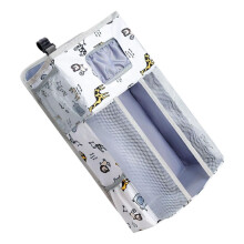 Multifunctional Baby Crib Organizers Oxford Fabric Storage Bag With Zip Compartments Reinforced Hooks