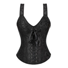 Corset Top Women's Underbust Padded Cotton Bustier Waist Belt Sexy Elegant Undershirts Black XL A0263