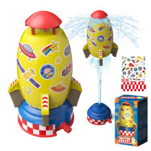 Sprinkler Rocket Toys for Kids 3-12 Years Old Yellow Outdoor Water Spray Launcher with 360-Degree Rotation
