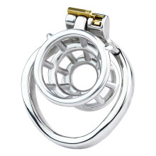 Stainless Steel Male Chastity Cage Hollow Locking Device Curved Base Ring 50mm Penis Cage For Men And Couples