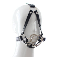 Mouth Gag Double Ring SM Size Black Deepthroat Bondage Restraint Toy For Men Women Couples